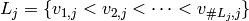 L_j = \{v_{1,j} <
v_{2,j} < \dots < v_{\# L_j,j} \}