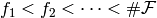 f_1 < f_2 < \dots < \# {\cal F}